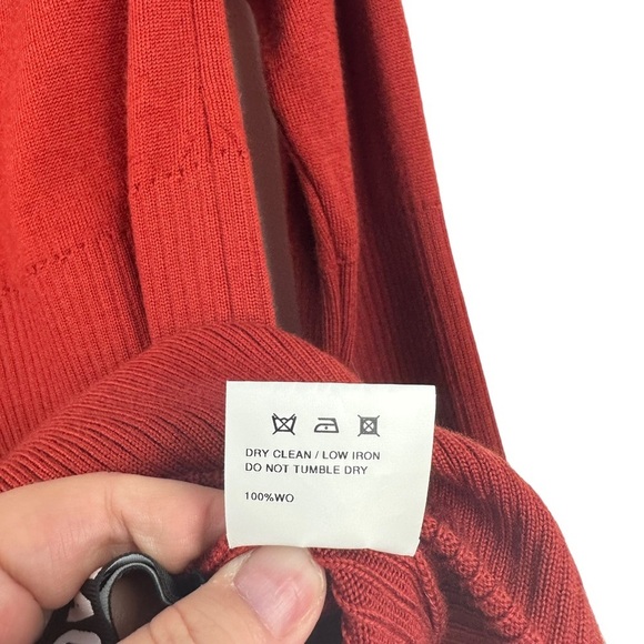 JACQUEMUS Brick Red Rust Orange Ribbed Collared Fitted Sweater 100% Wool US M 6 - Picture 14 of 16